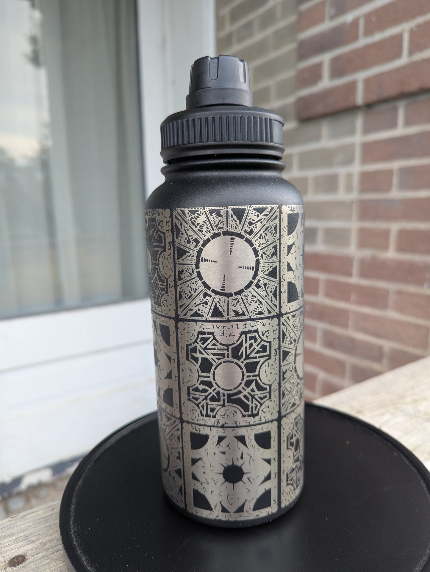 Lament Configuration Water Bottle - Double Wall Vacuum Insulated - Straw and Spout Lid - Black Horror