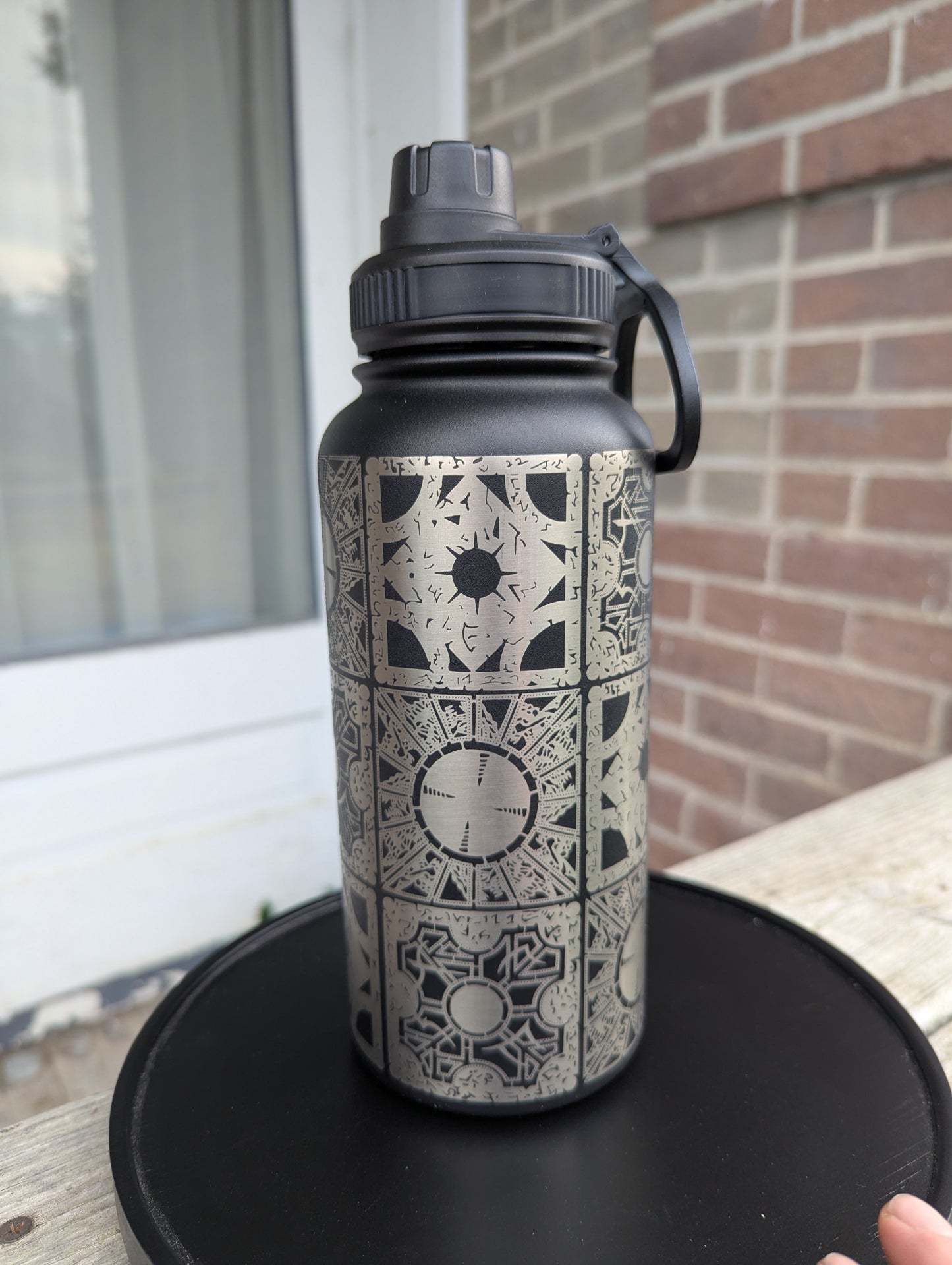 Lament Configuration Water Bottle - Double Wall Vacuum Insulated - Straw and Spout Lid - Black Horror