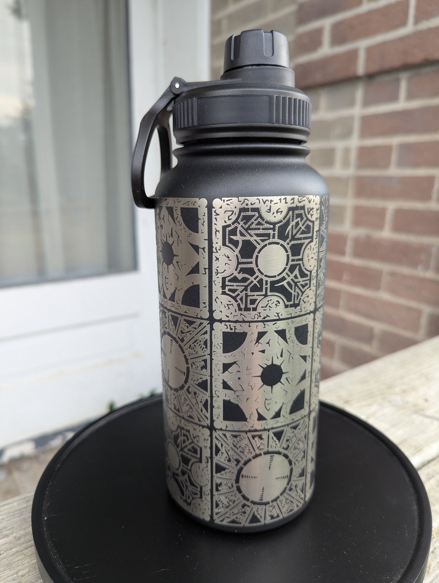 Lament Configuration Water Bottle - Double Wall Vacuum Insulated - Straw and Spout Lid - Black Horror