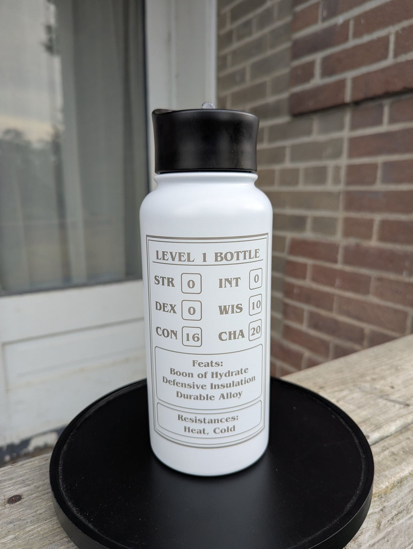 Character Sheet Water Bottle - Stainless Steel Double wall insulated - Color Choice - 24 or 32 oz