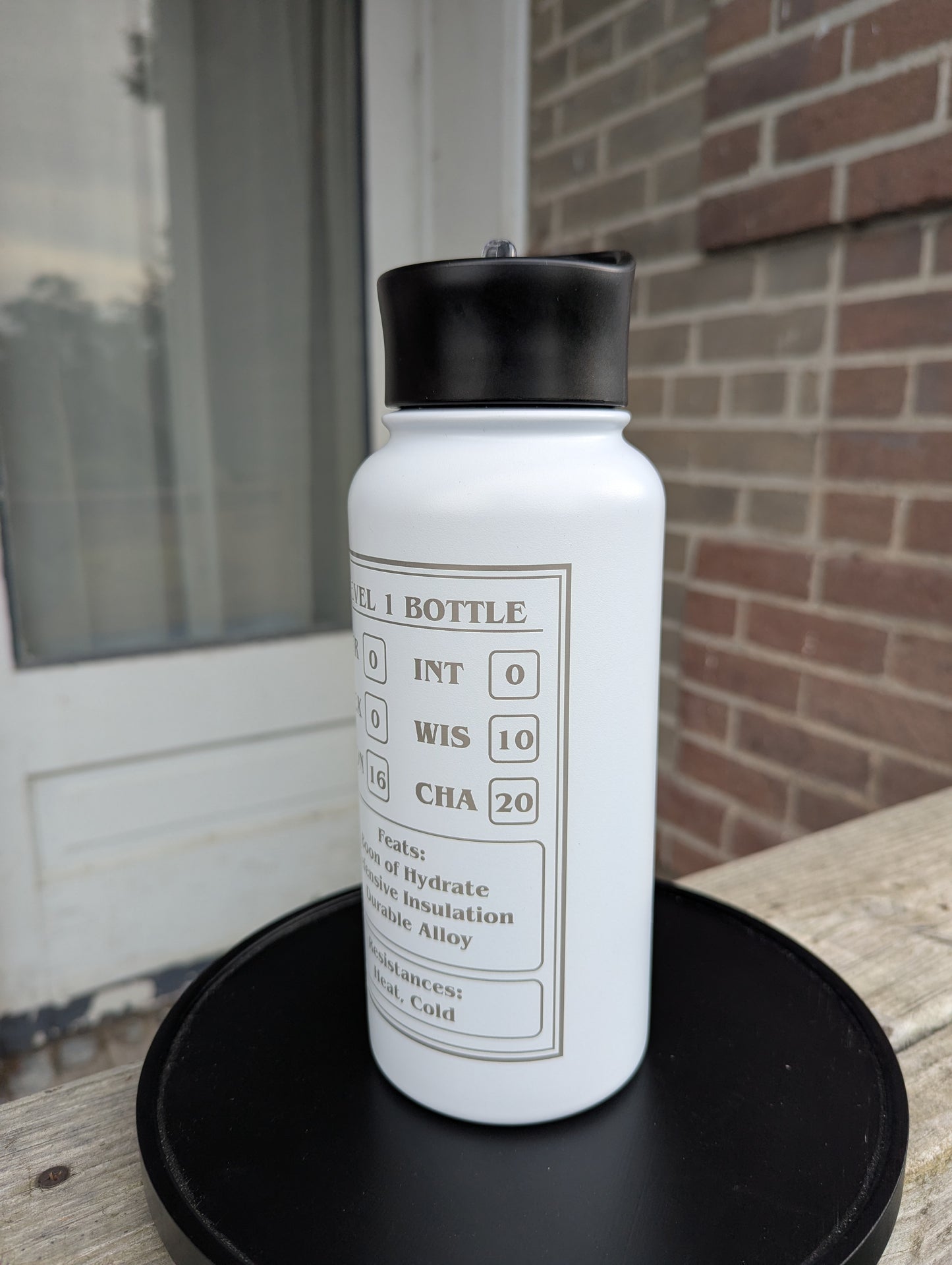 Character Sheet Water Bottle - Stainless Steel Double wall insulated - Color Choice - 24 or 32 oz