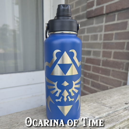 Link's Hylian Shield Stainless Steel Water Bottle, 32 oz, Double Wall Insulated, Personalized