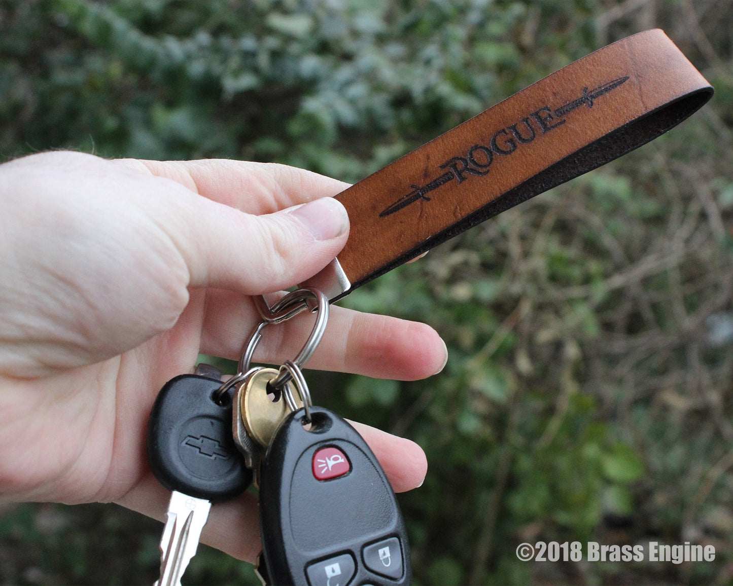 1" Wide Full Grain Leather Key Fob Strap Lanyard - Gaming - D&D Classes, Attributes, Dungeon Master - Color Choice - Personalized Veg Tan