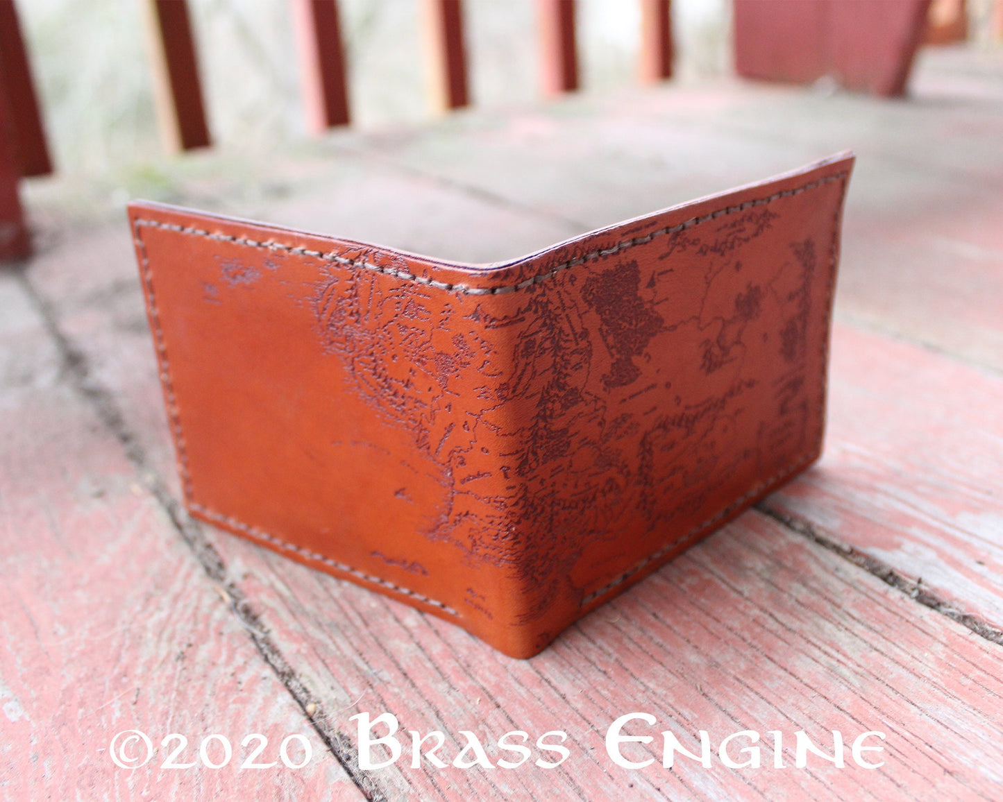 Middle Earth Map Leather Bifold Wallet - Handmade engraved leather wallet - Color Choice LOTR Hobbit - Personalized