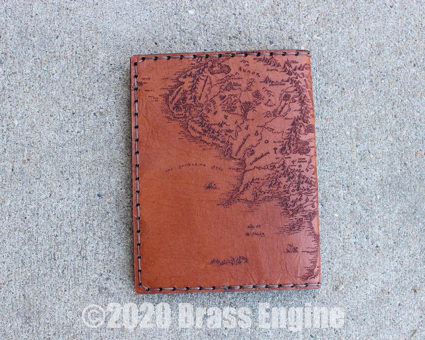 Middle Earth Map Leather Passport Holder - Handmade prrsonalized leather wallet - Tan LOTR Hobbit Tolkien Travel Durin's Door - Color Choice