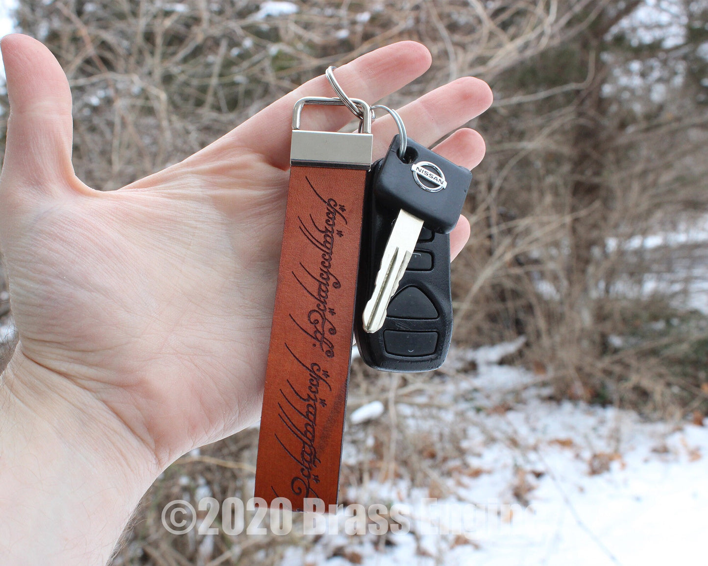 1" Wide Full Grain Leather Key Fob Strap Lanyard - Lord of the Rings, Hobbit, Quotes - Color Choice Veg Tan