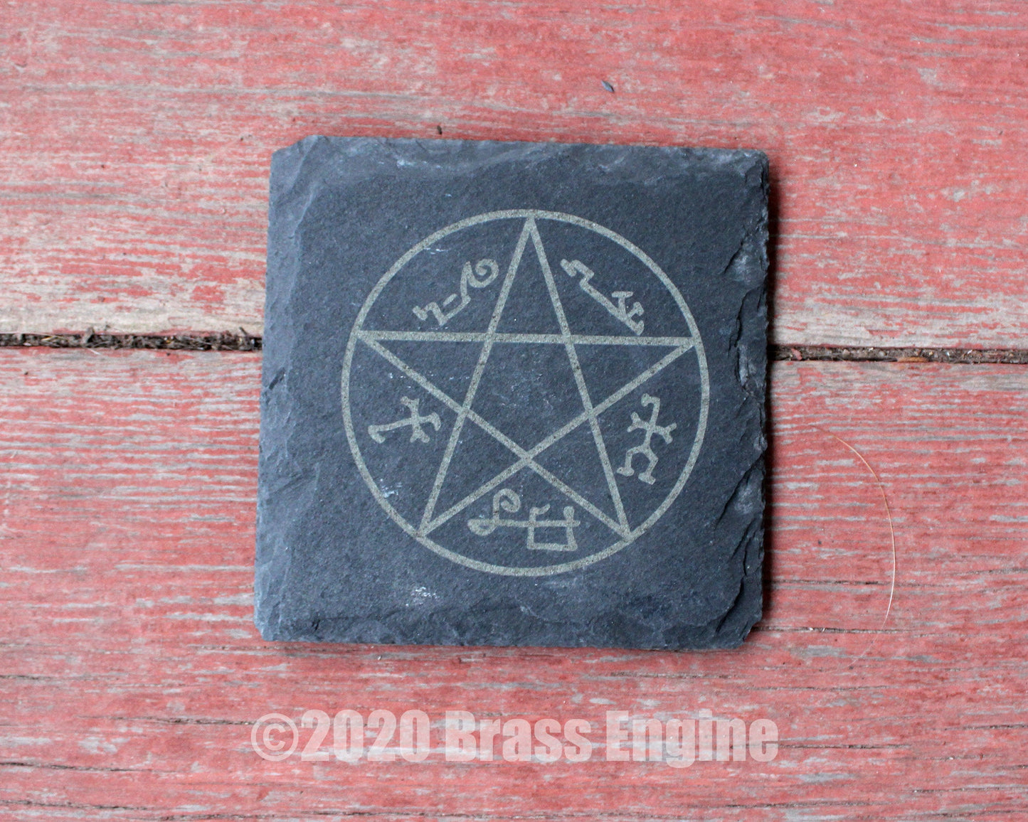 Supernatural Etched Slate Coasters - Gray - Set of 4 - Sam Dean Anti-possession Men of Letters barware