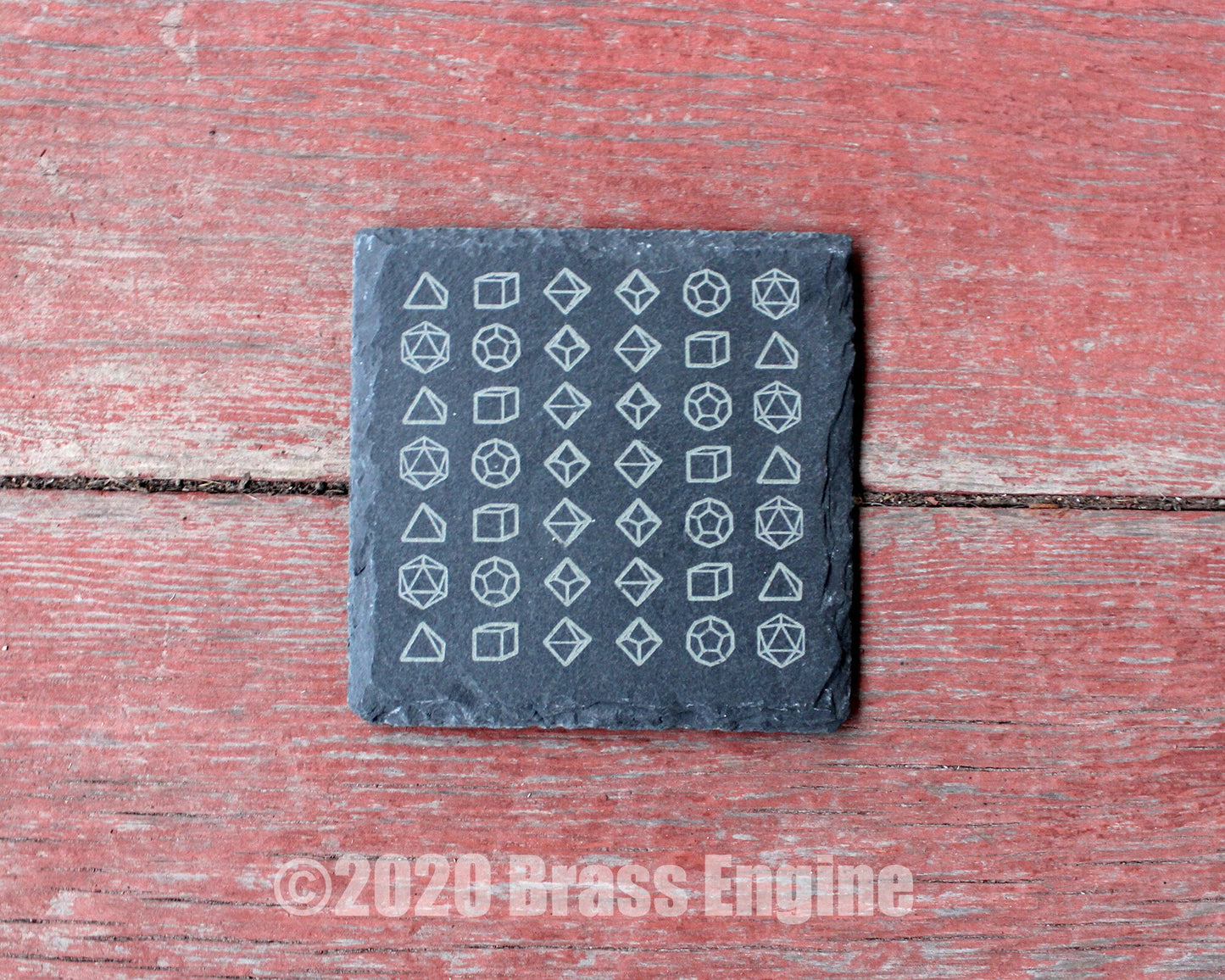 Dungeons and Dragons Etched Slate Coasters - Gray - Set of 4 - RPG DnD Dice Fantasy barware