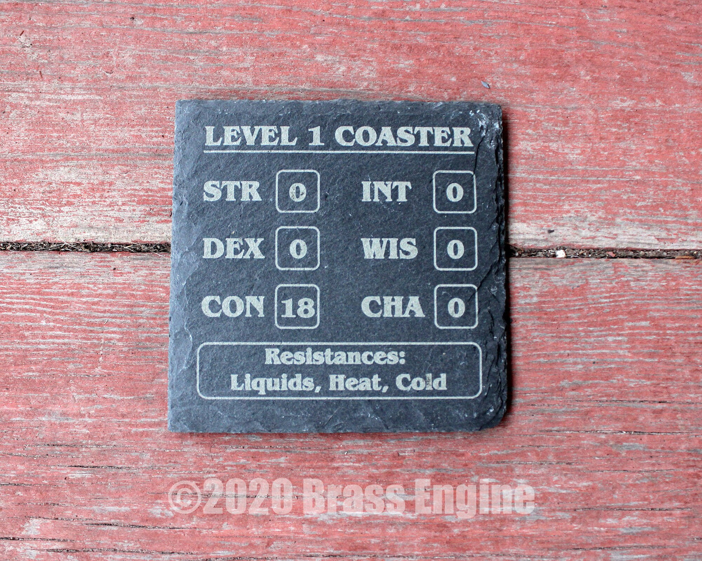 Dungeons and Dragons Etched Slate Coasters - Gray - Set of 4 - RPG DnD Dice Fantasy barware