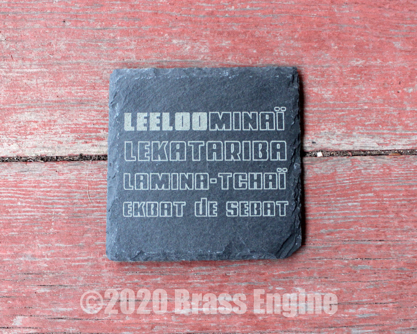 Fifth Element Etched Slate Coasters - Gray - Set of 4 - Leeloo Korben Dallas Scifi barware