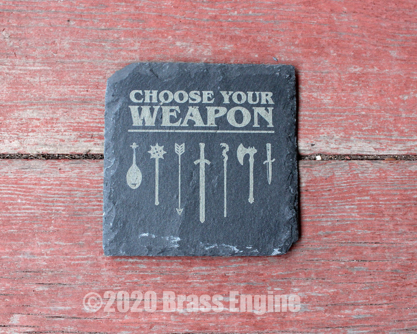 Dungeons and Dragons Etched Slate Coasters - Gray - Set of 4 - RPG DnD Dice Fantasy barware