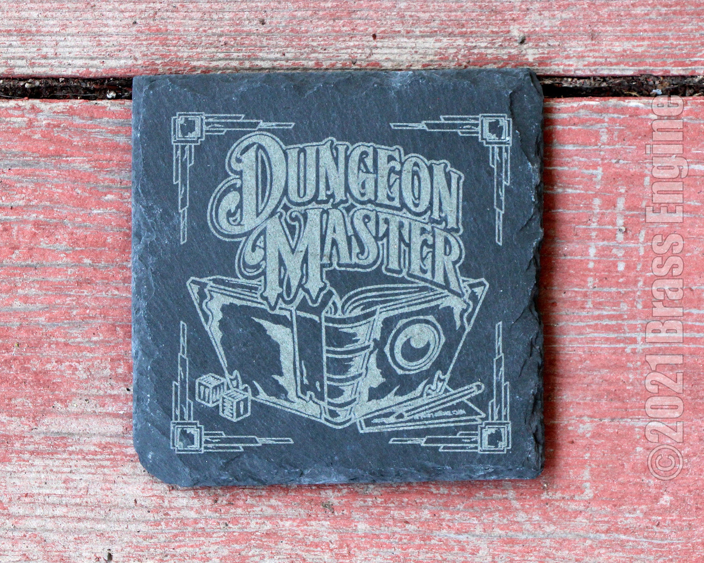 Dungeons and Dragons Etched Slate Coasters - Gray - Custom Choice of Set 4 6 8 - RPG DnD Bard Barbarian Rogue barware