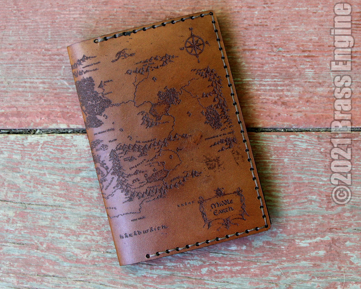 Lord of the Rings Leather Field Notes Cover - Middle Earth Map Durin's Door- Handmade personalized - Color Choice LOTR Hobbit