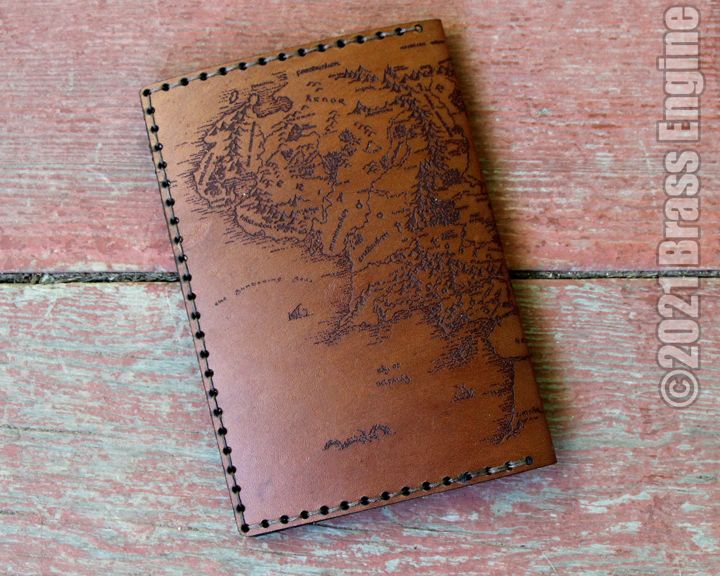 Lord of the Rings Leather Field Notes Cover - Middle Earth Map Durin's Door- Handmade personalized - Color Choice LOTR Hobbit