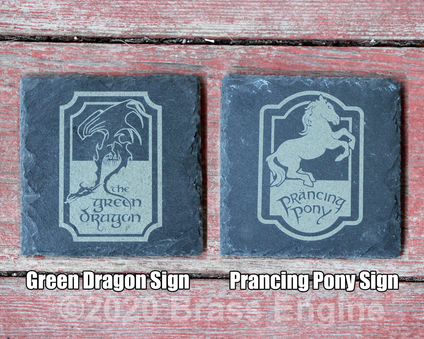 Lord of the Rings Etched Slate Coasters - Gray - Mix and Match Set of 4 5 6 7 8 - Hobbit White Tree Middle Earth barware