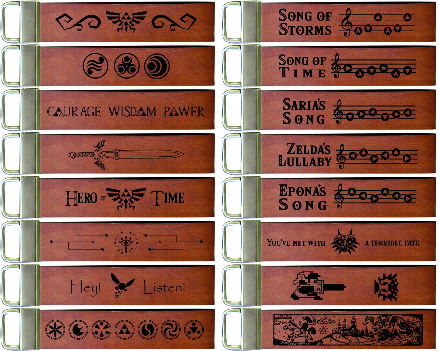 Legend of Zelda - 1" Wide Full Grain Leather Key Fob Strap Lanyard - Gaming - Color Choice - Personalized Veg Tan