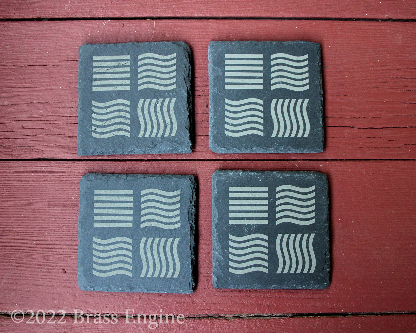 Fifth Element Etched Slate Coasters - Earth Air Water Fire - Gray - Set of 4 - Leeloo Korben Dallas Scifi barware