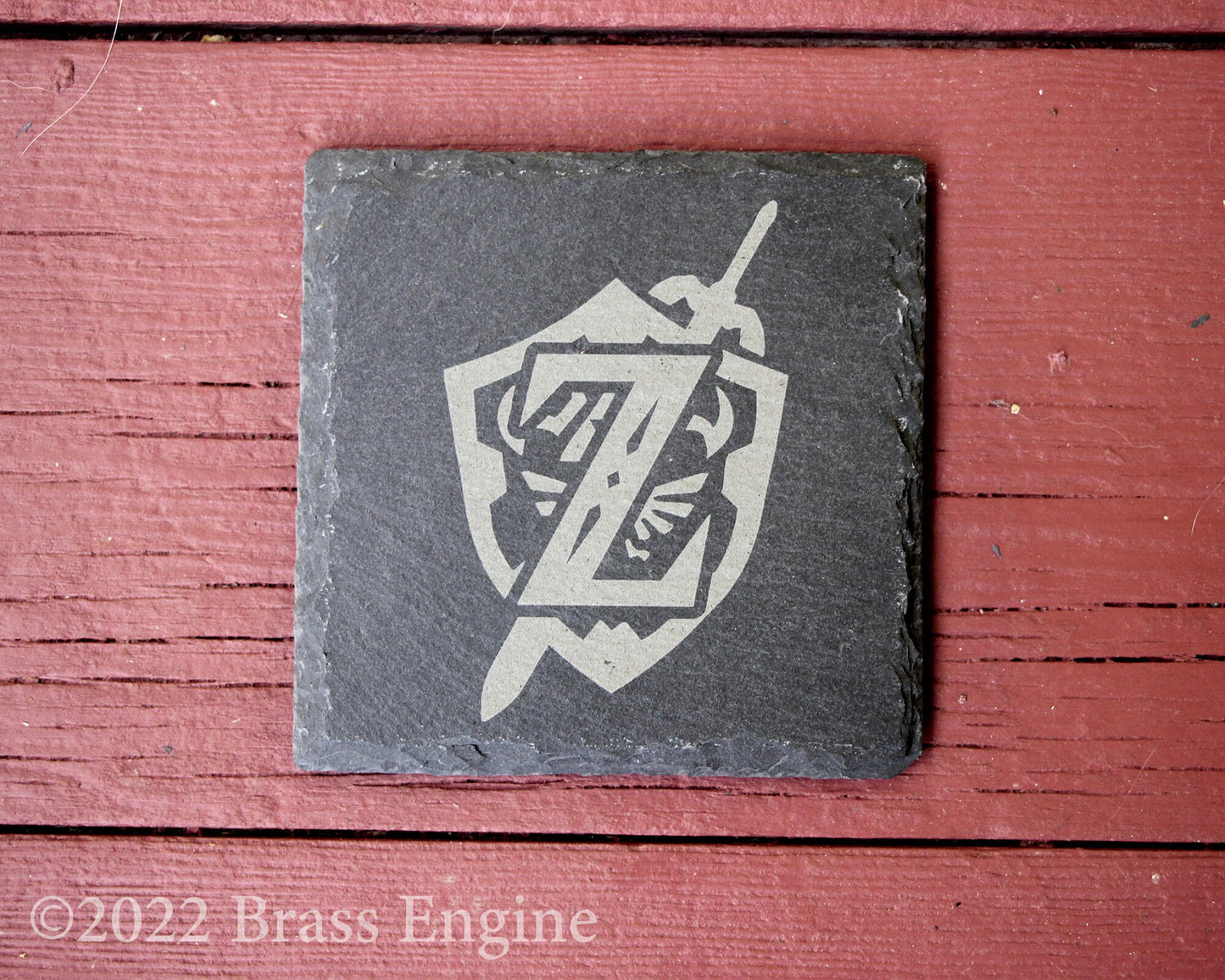 Legend of Zelda Etched Slate Coasters - Gray - Set of 4 - Ocarina of Time Majora's Mask Windwaker Twilight Princess barware
