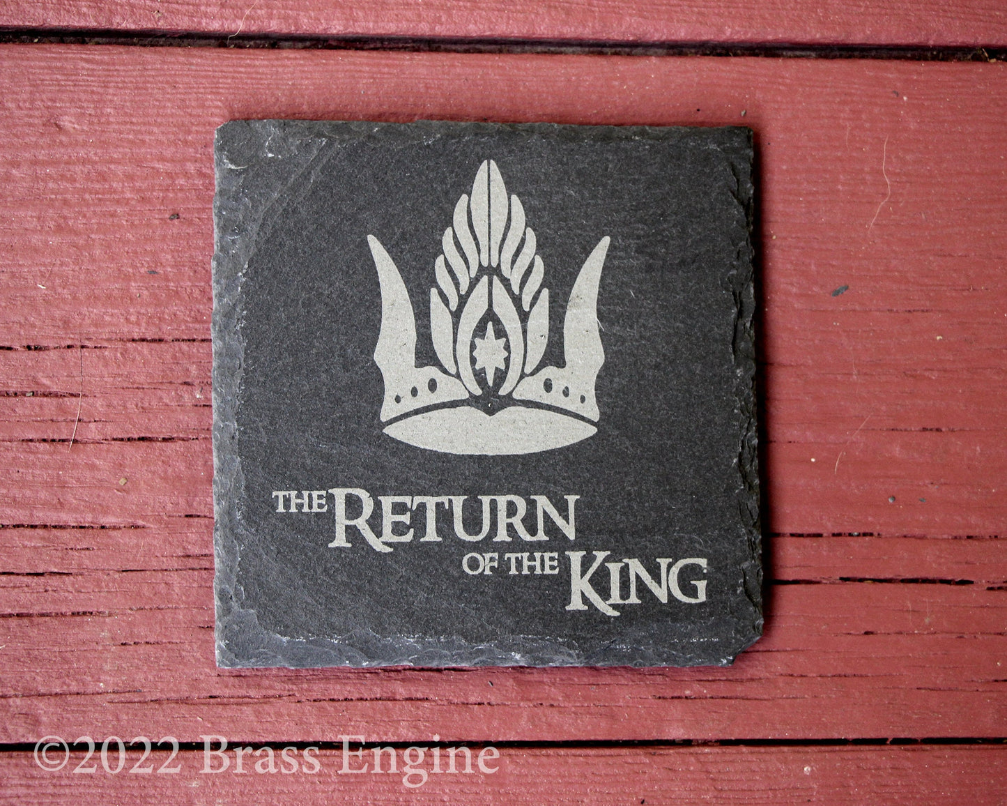 Lord of the Rings Titles Etched Slate Coasters - Gray - Set of 4 - Fellowship Two Towers Return of the King barware