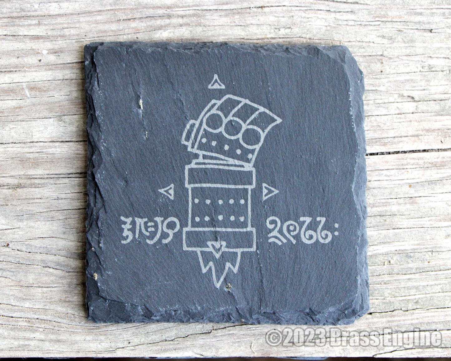 Hellboy Etched Slate Coasters - Gray - BPRD Anung un Rama Right Hand of Doom barware