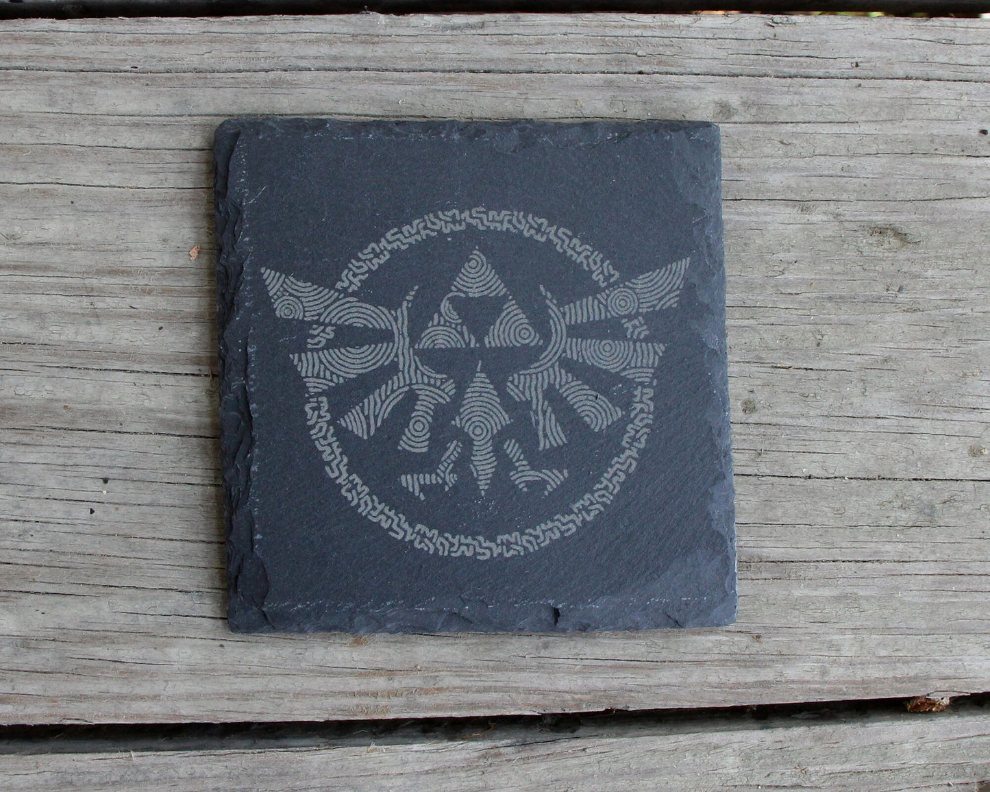 Legend of Zelda Tears of the Kingdom Engraved Slate Coasters - Gray - Set of 4