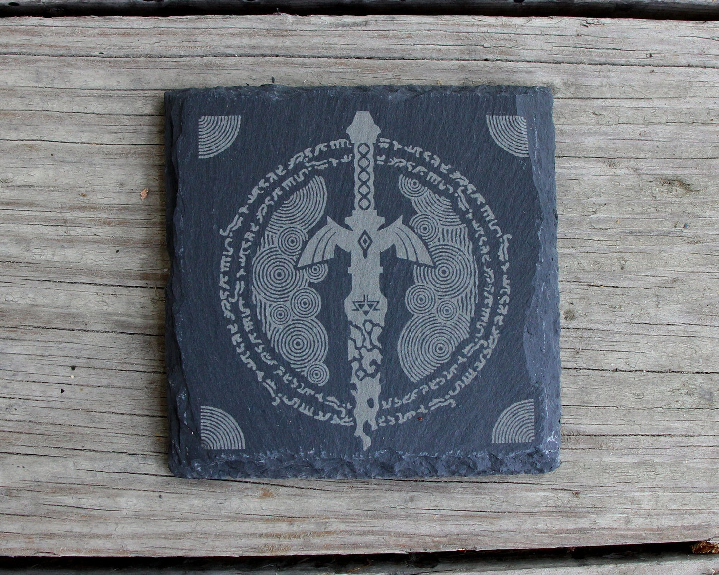 Legend of Zelda Tears of the Kingdom Engraved Slate Coasters - Gray - Set of 4
