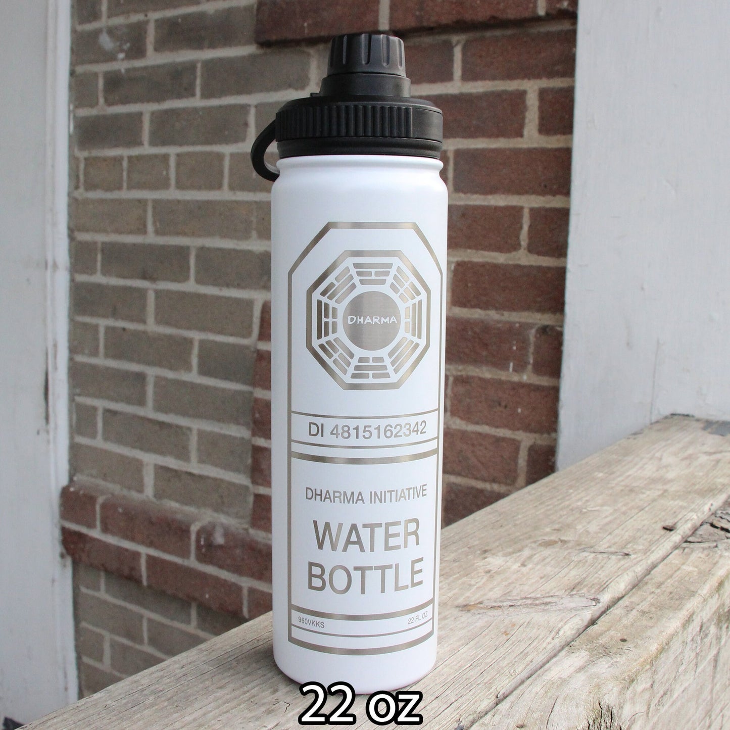 Dharma Initiative White Stainless Steel Water Bottle - Hydroflask Double Wall Insulated Vacuum 22 32 40 oz - Personalized LOST
