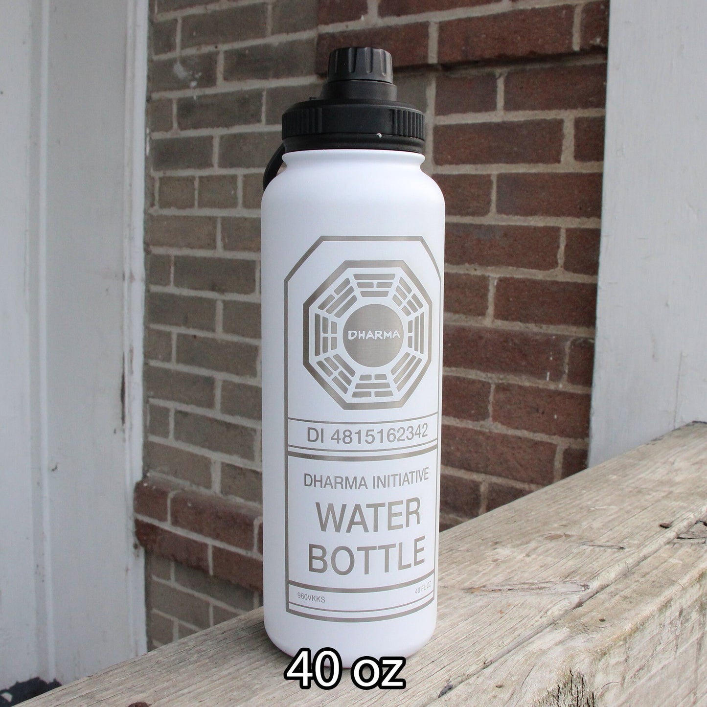 Dharma Initiative White Stainless Steel Water Bottle - Hydroflask Double Wall Insulated Vacuum 22 32 40 oz - Personalized LOST