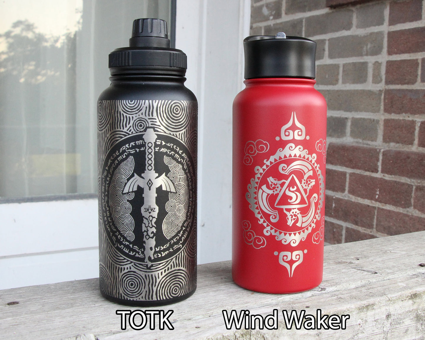 Legend of Zelda Stainless Steel Water Bottle - Hydroflask Double Wall Insulated Vacuum 32 oz - Personalized OOT Majora TOTK BOTW