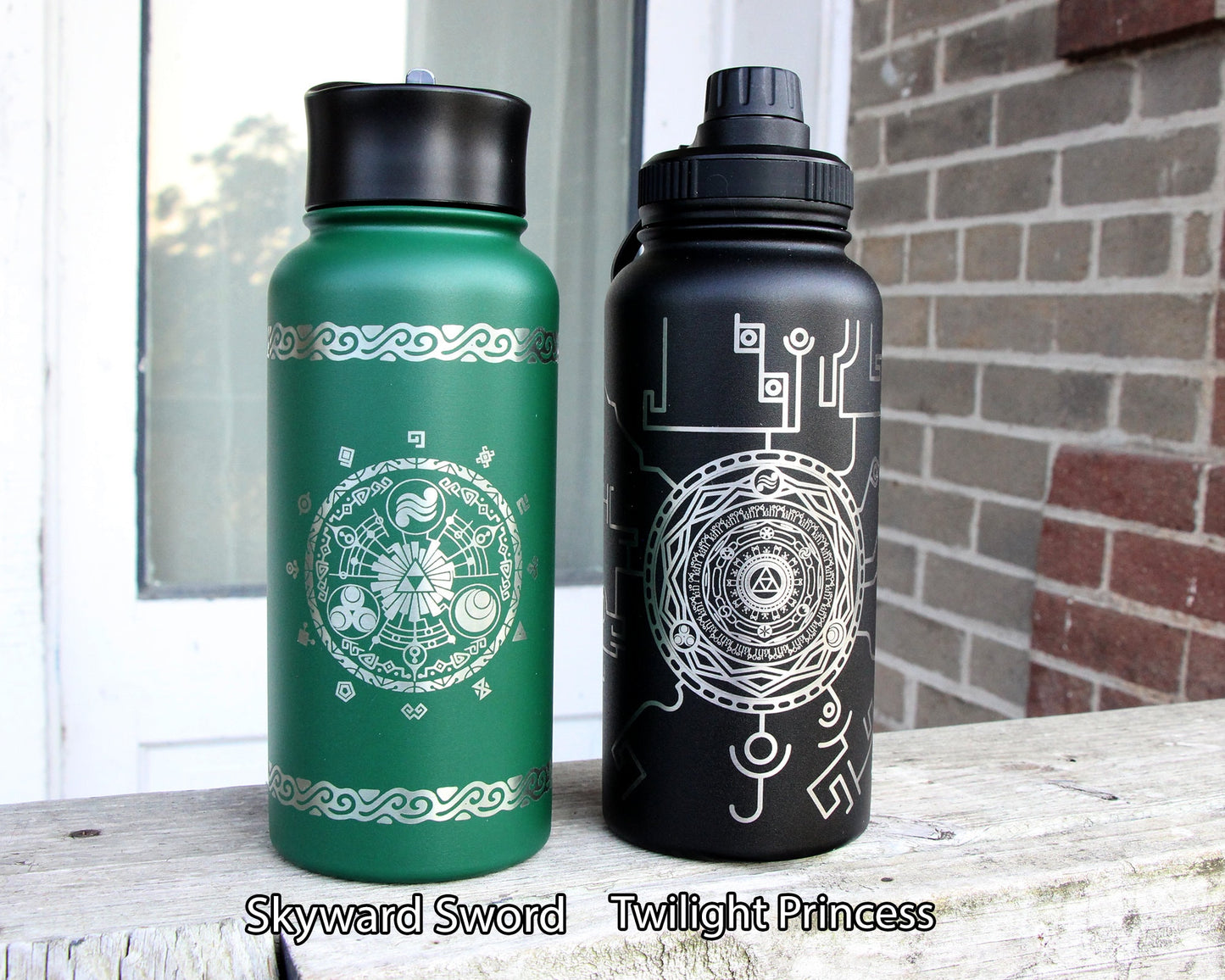 Legend of Zelda Stainless Steel Water Bottle - Hydroflask Double Wall Insulated Vacuum 32 oz - Personalized OOT Majora TOTK BOTW