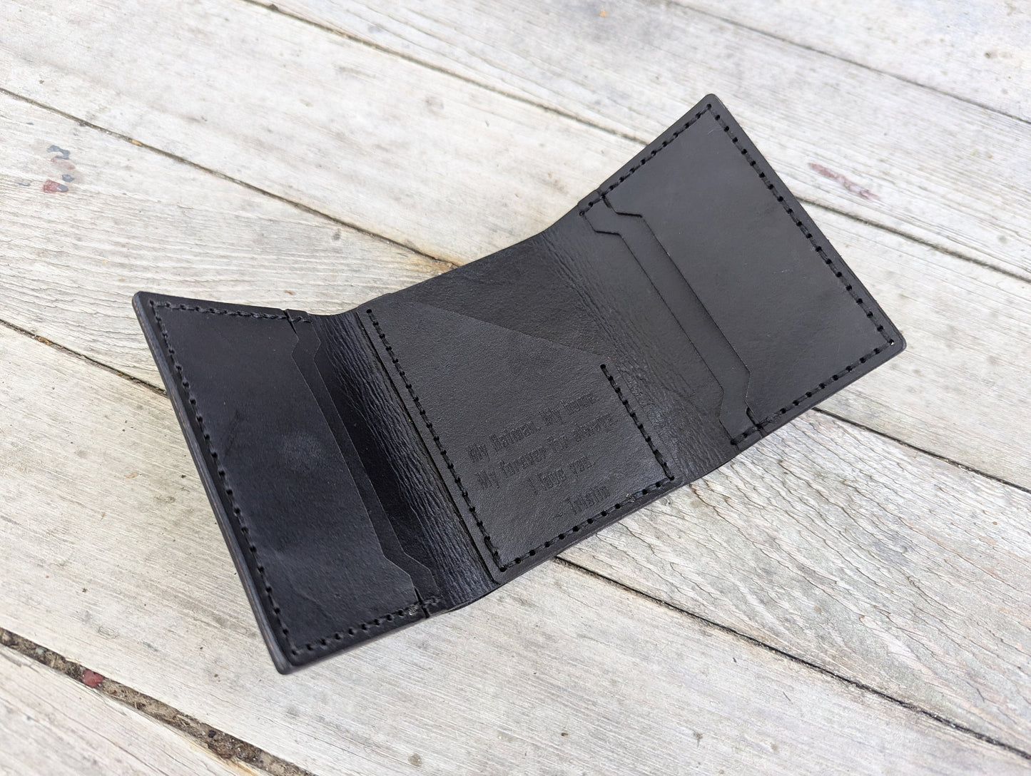 Bat ID Trifold Wallet - Cowl Mask Cutout - Full Grain Leather Handmade Customized Mens Black Gray Brown - Personalized
