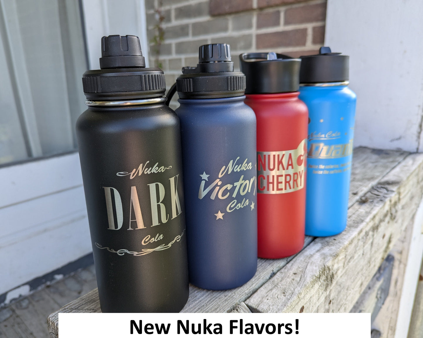 Fall out Stainless Steel Water Bottle - Hydroflask Double Wall Insulated Vacuum 32 oz or 24 oz - Straw Lid Spout Lid - Nuka Cola Vault Tec