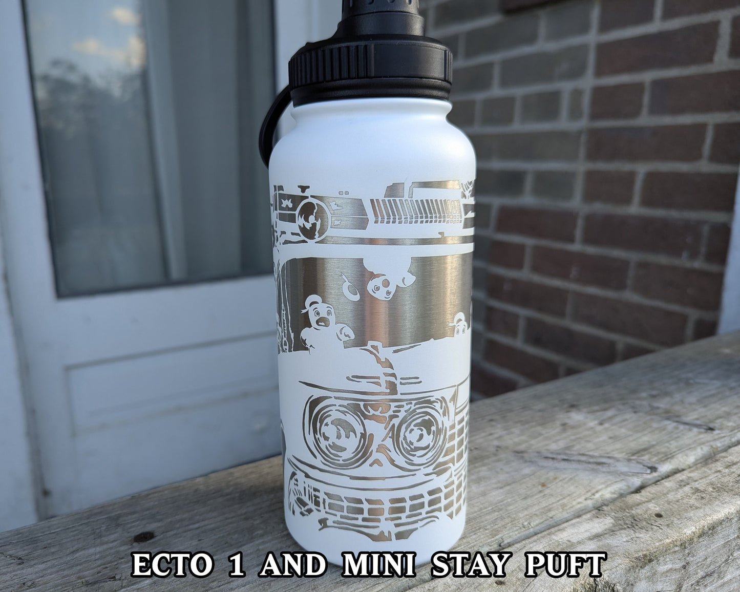 Ghostbusters Stainless Steel Water Bottle - Double Wall Insulated 32 oz - Straw and Spout Lid - Ectoplasm Stay Puft Slimer Gozer Proton Pack