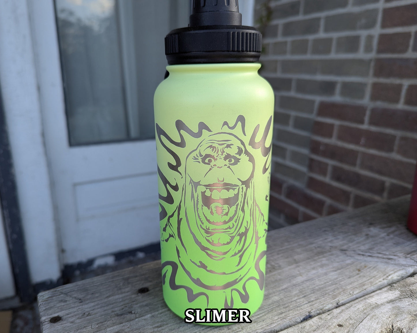 Ghostbusters Stainless Steel Water Bottle - Double Wall Insulated 32 oz - Straw and Spout Lid - Ectoplasm Stay Puft Slimer Gozer Proton Pack