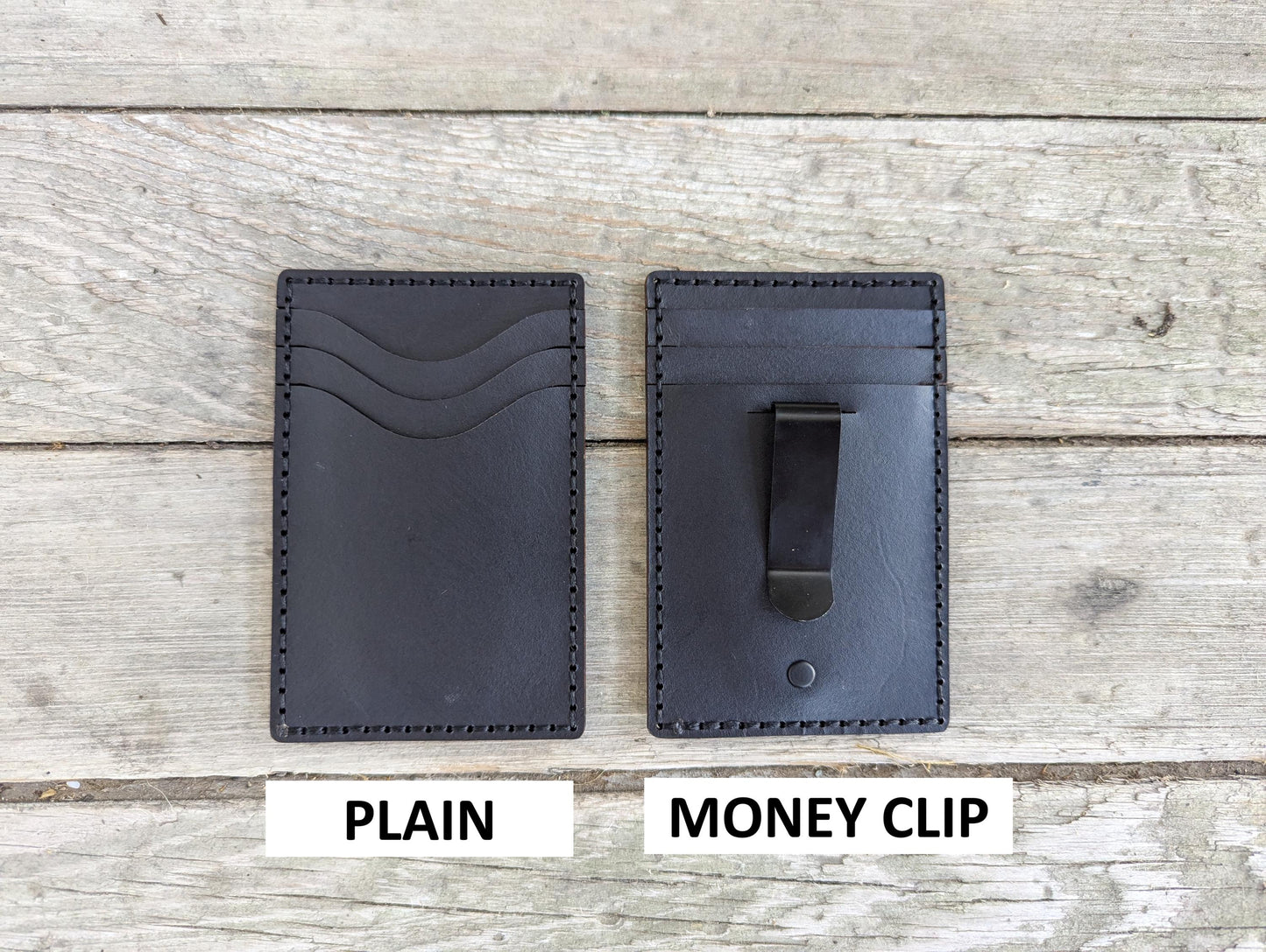 Darth Vader ID Card Holder optional money clip - Face Cutout - Full Grain Leather Handmade Customized Mens Black Star Wars - Personalized