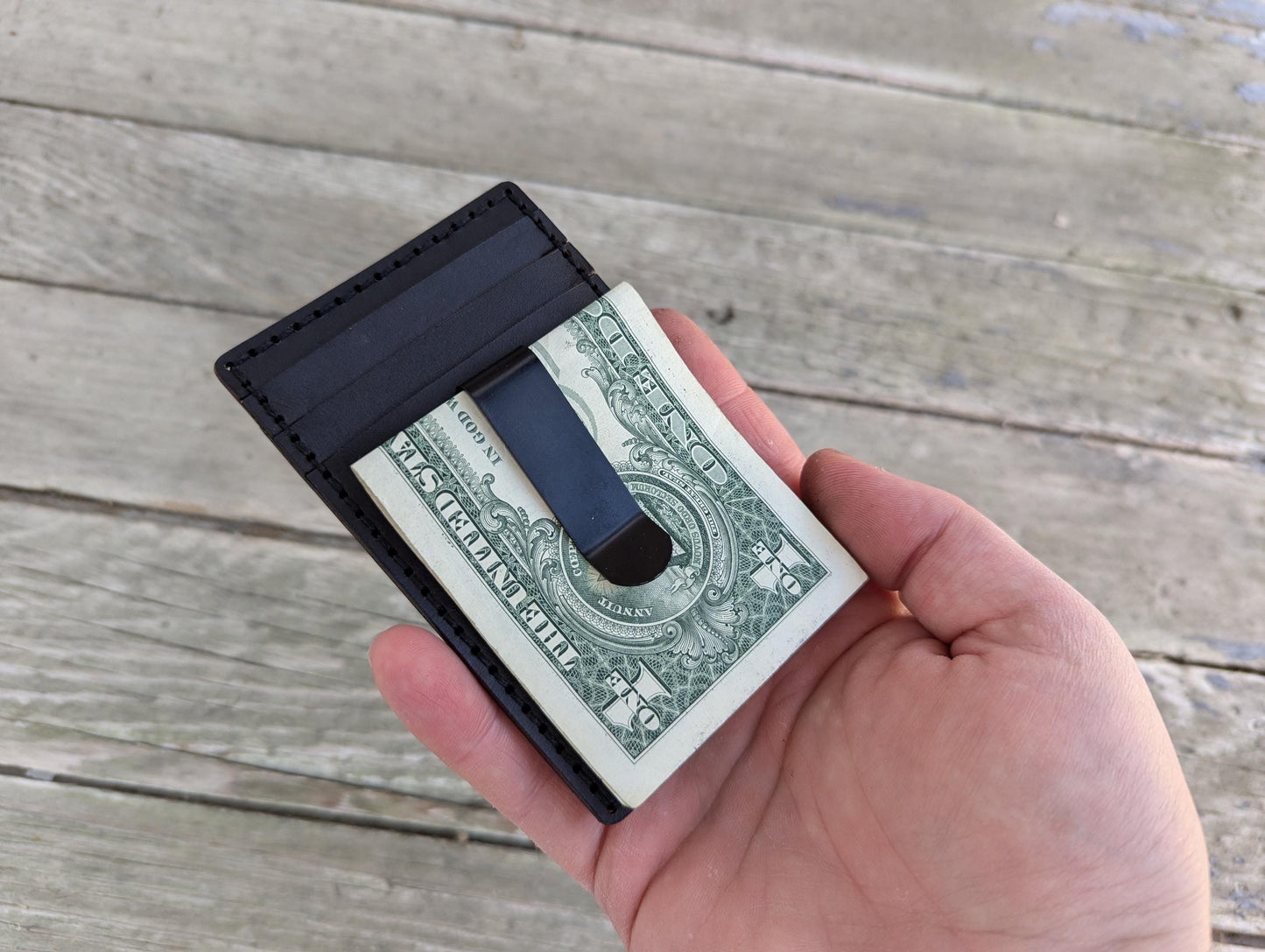 Michael Myers ID Card Holder optional money clip - Face Cutout - Full Grain Leather Handmade Customized Mens Black Halloween - Personalized