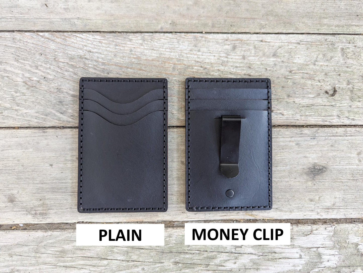 Michael Myers ID Card Holder optional money clip - Face Cutout - Full Grain Leather Handmade Customized Mens Black Halloween - Personalized