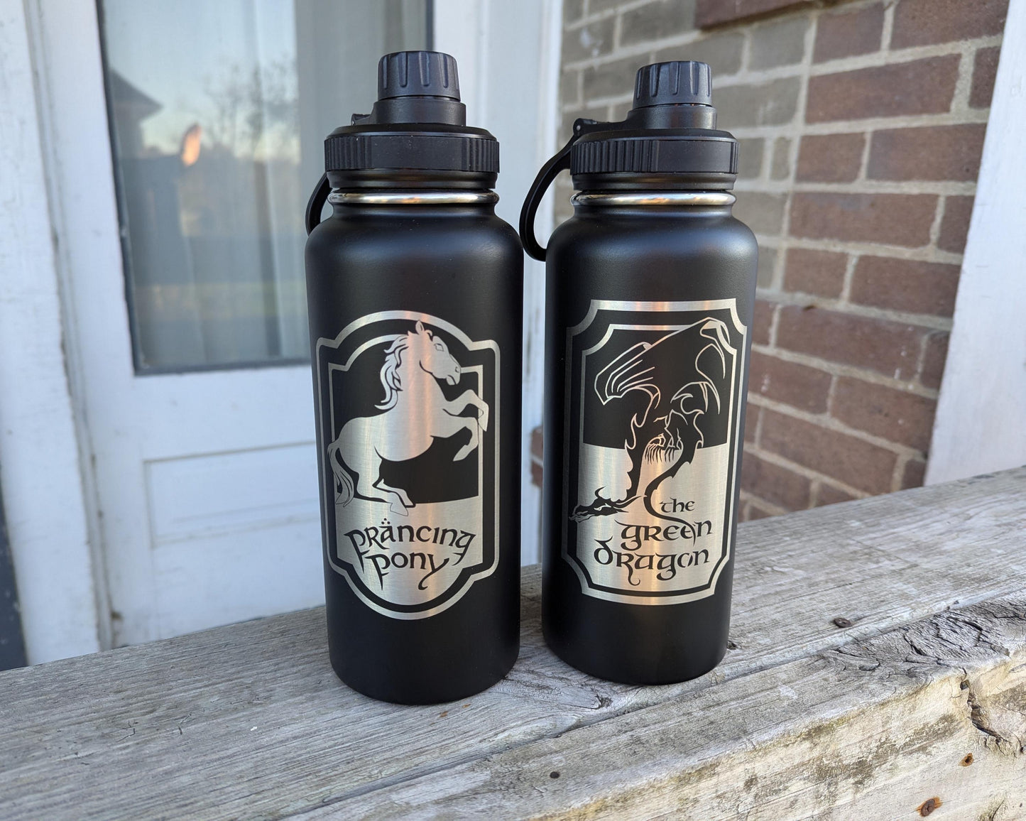 Lord of the Rings Stainless Steel Water Bottle - Hydroflask Double Insulated Vacuum 32 oz - Personalized Middle Earth map LOTR