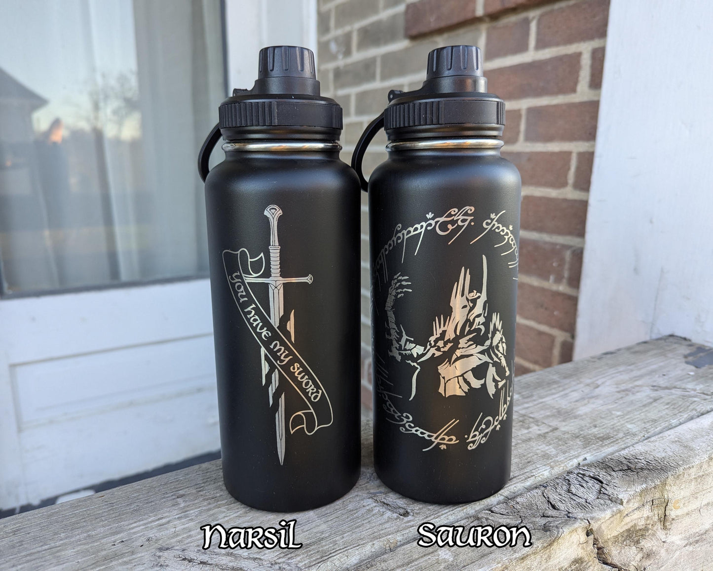 Lord of the Rings Stainless Steel Water Bottle - Hydroflask Double Insulated Vacuum 32 oz - Personalized Middle Earth map LOTR