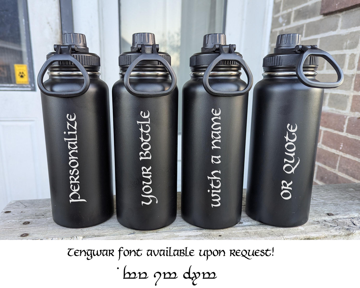 Lord of the Rings Stainless Steel Water Bottle - Hydroflask Double Insulated Vacuum 32 oz - Personalized Middle Earth map LOTR