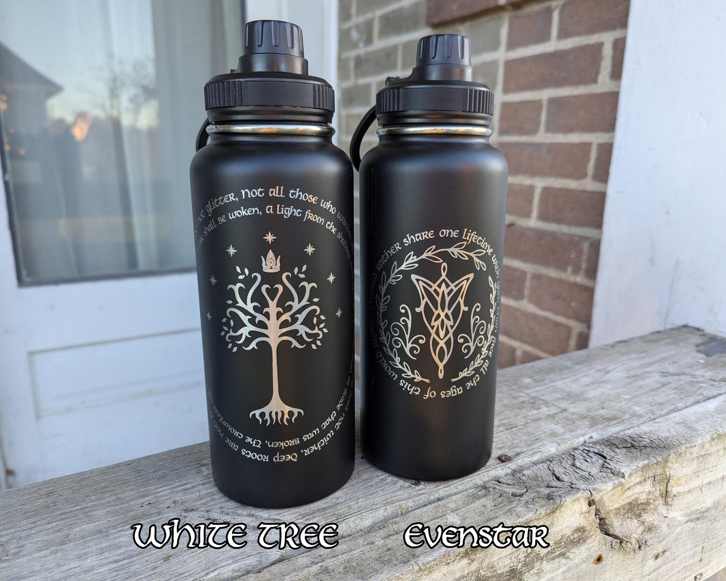 Lord of the Rings Stainless Steel Water Bottle - Hydroflask Double Insulated Vacuum 32 oz - Personalized Middle Earth map LOTR