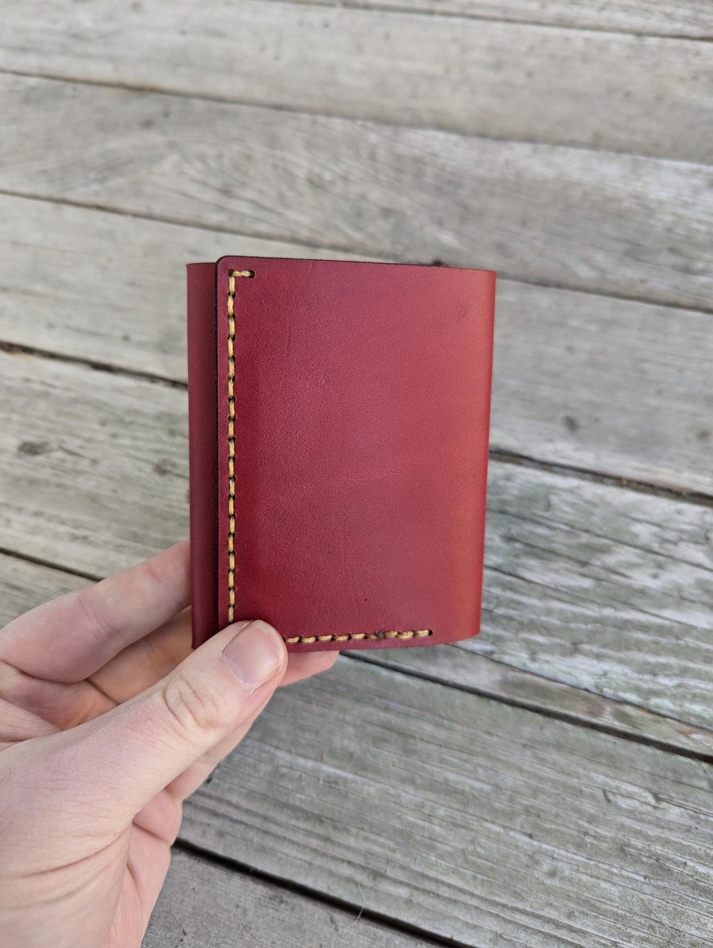 Iron Man Trifold Wallet - Helmet Cutout - Full Grain Leather Handmade Customized Mens Red Gold Yellow - Personalized