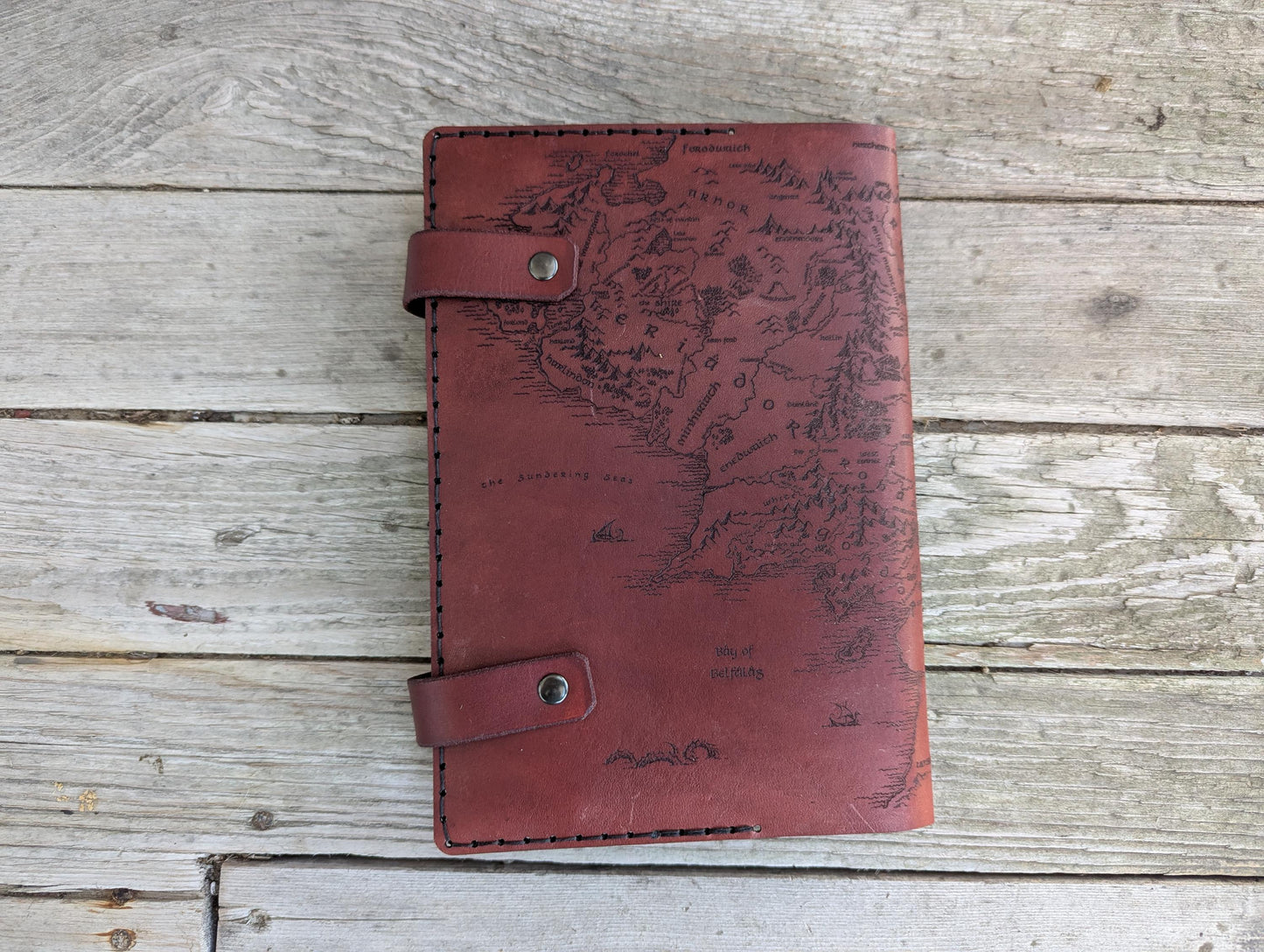 Middle Earth Map Leather Refillable Notebook Cover - Moleskine Leuchtturm A5 Size Choice- Brown Lord of the Rings LOTR Hobbit Tolkien