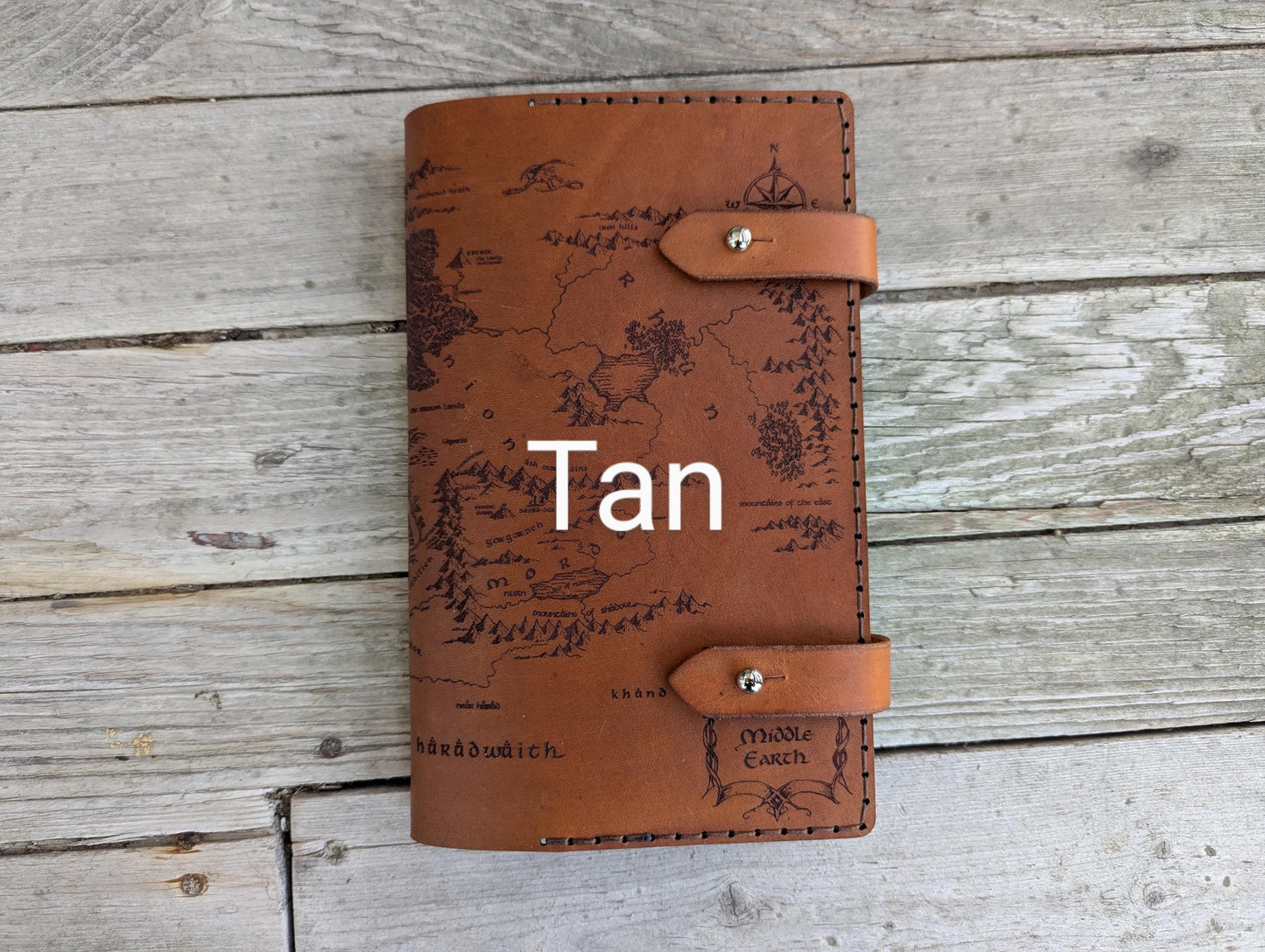 Middle Earth Map Leather Refillable Notebook Cover - Moleskine Leuchtturm A5 Size Choice- Brown Lord of the Rings LOTR Hobbit Tolkien