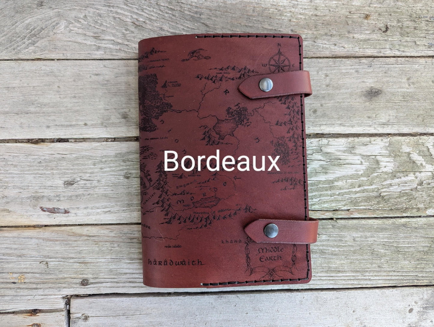 Middle Earth Map Leather Refillable Notebook Cover - Moleskine Leuchtturm A5 Size Choice- Brown Lord of the Rings LOTR Hobbit Tolkien