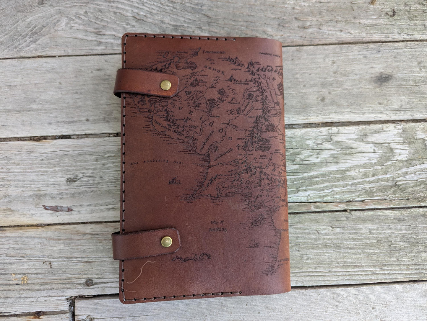 Middle Earth Map Leather Refillable Notebook Cover - Moleskine Leuchtturm A5 Size Choice- Brown Lord of the Rings LOTR Hobbit Tolkien