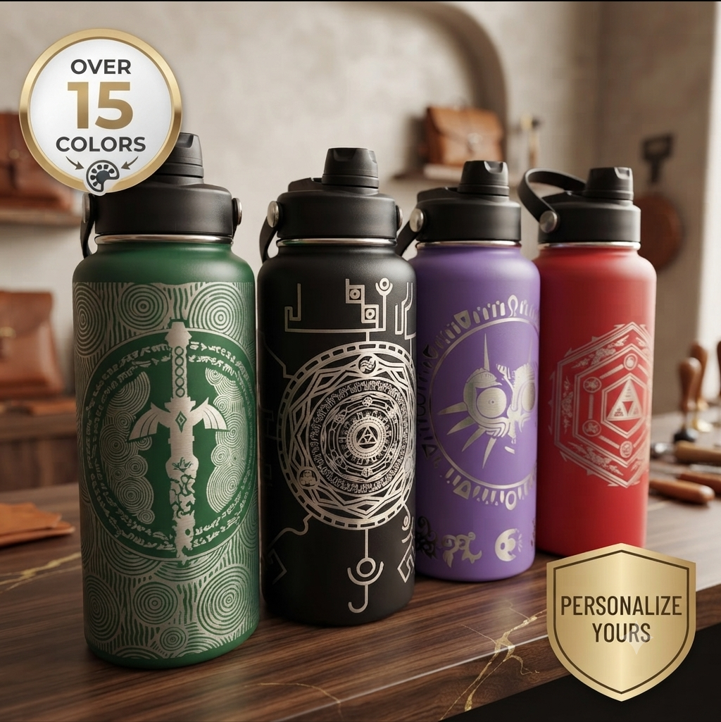 Legend of Zelda Stainless Steel Water Bottle, 32 oz, Double Wall Insulated, Personalized