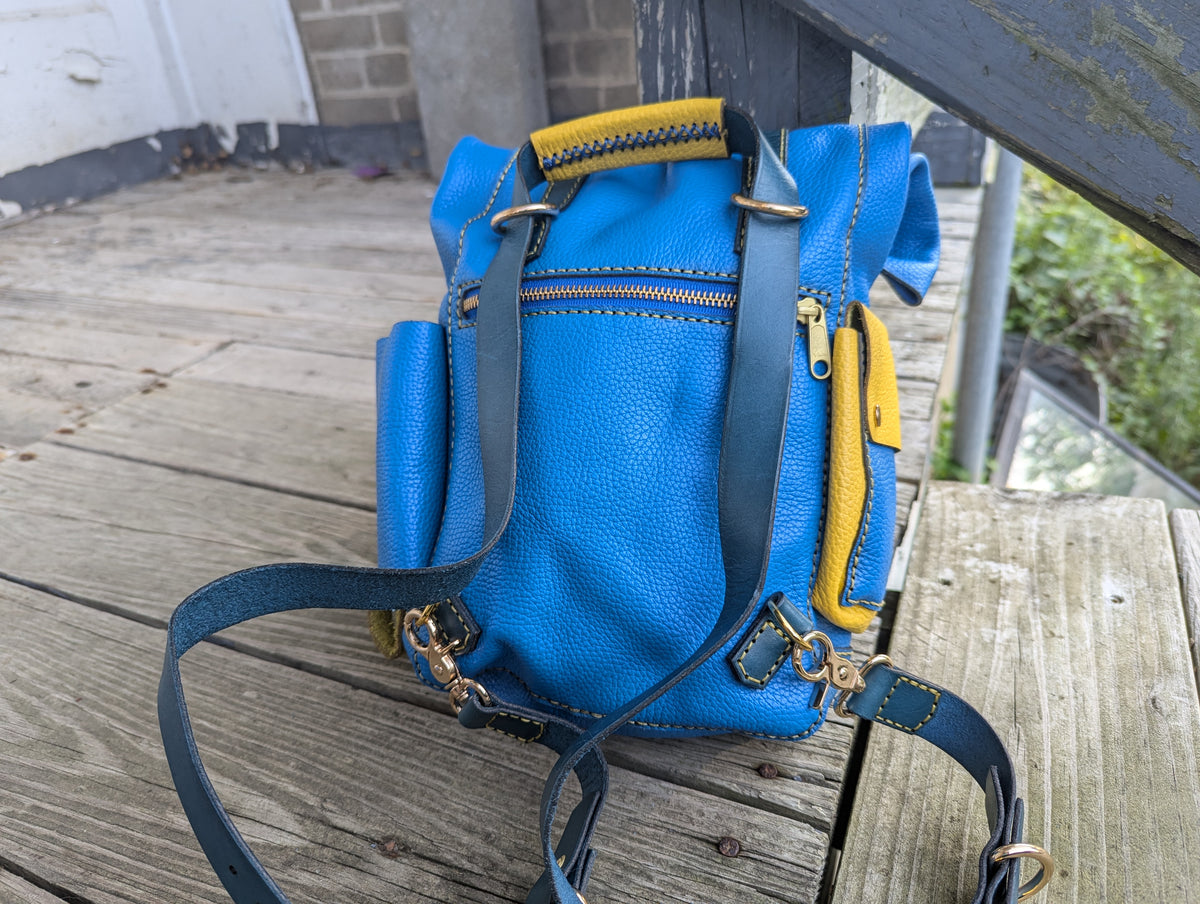 Post-Apocalyptic Wasteland Survivalist Mini Roll-Top Leather Bag