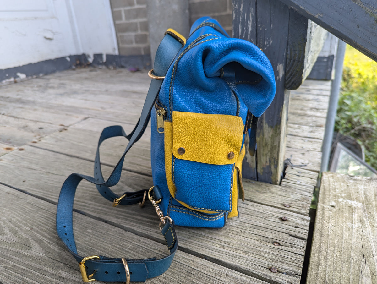 Post-Apocalyptic Wasteland Survivalist Mini Roll-Top Leather Bag