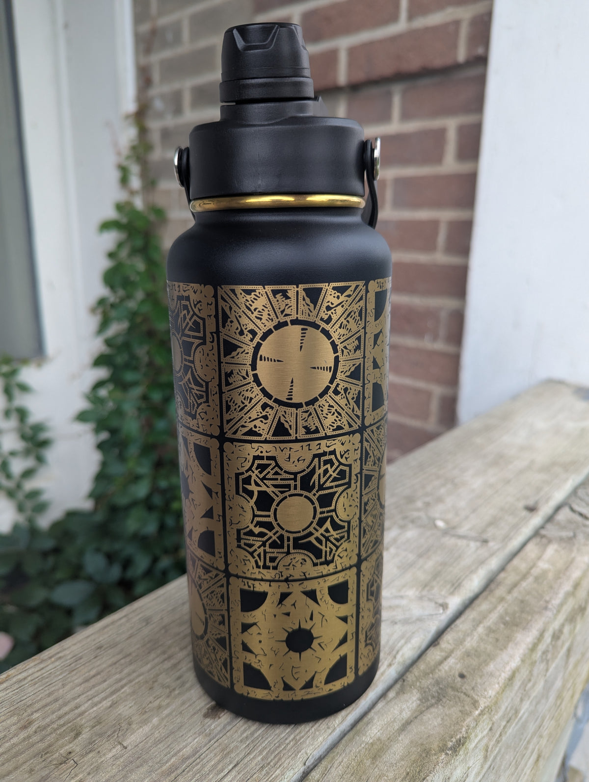 Lament Configuration Water Bottle - Double Wall Vacuum Insulated - Straw and Spout Lid - Black Horror